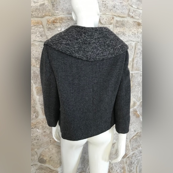 Wonderful Vintage 1960s Italian Wool Coat Jacket Textured Exaggerated Collar - Picture 14 of 15